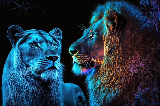 DoodleDoo Creative - Blacklight Lion & Lioness 33DFD